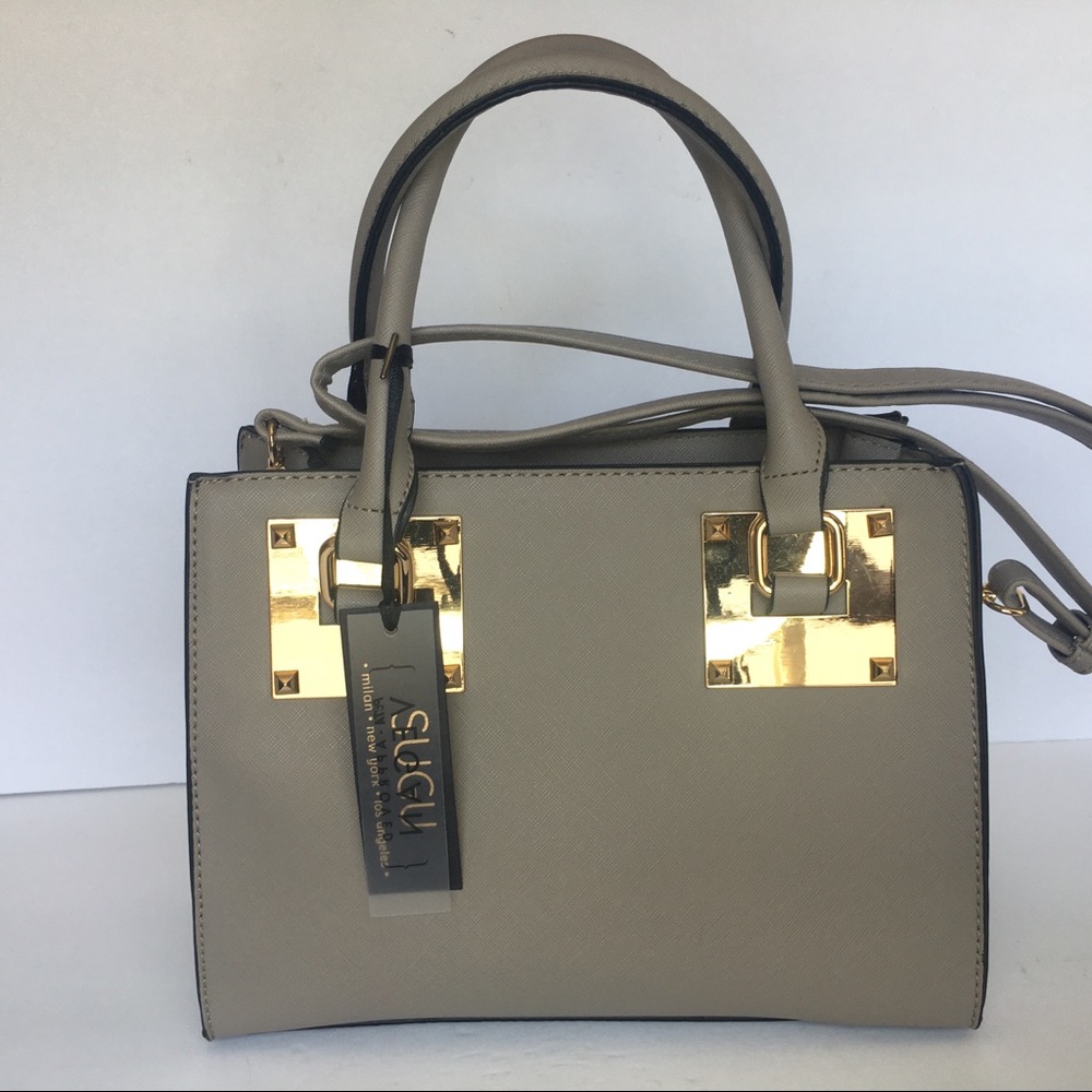 NWT. Gray Crossbody Vegan Handbag